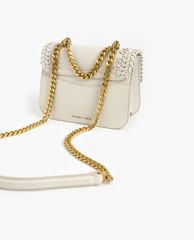 CHARLES & KEITH - Túi đeo vai nữ chữ nhật nắp gập phối chi tiết dệt thời trang