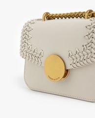 CHARLES & KEITH - Túi đeo vai nữ chữ nhật nắp gập phối chi tiết dệt thời trang