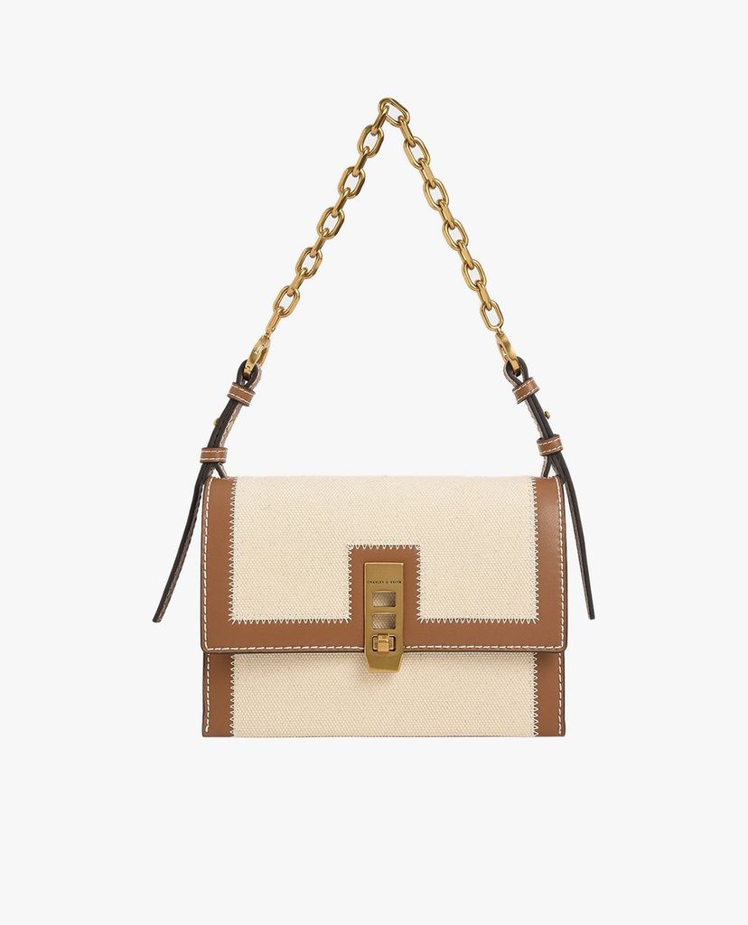 CHARLES & KEITH - Túi xách nữ nắp gập chữ nhật Turn Lock Chain