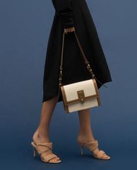 CHARLES & KEITH - Túi xách nữ nắp gập chữ nhật Turn Lock Chain