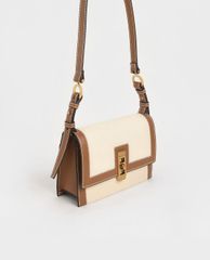CHARLES & KEITH - Túi xách nữ nắp gập chữ nhật Turn Lock Chain