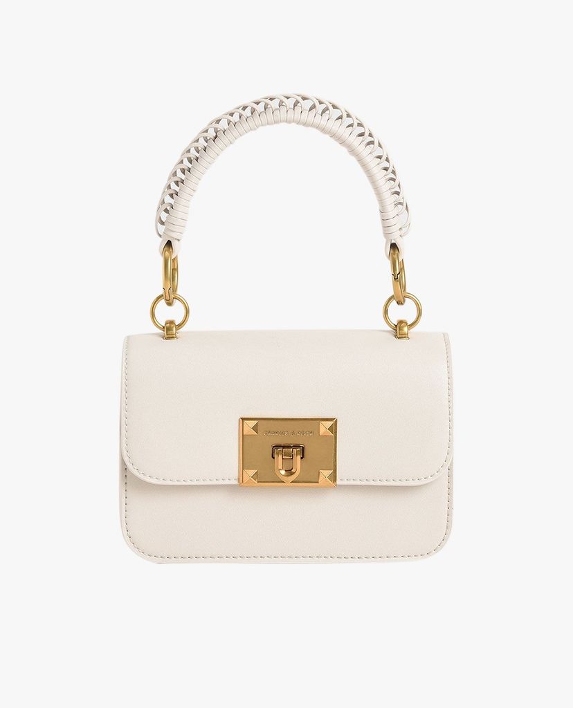 CHARLES & KEITH - Túi xách tay nữ hình chữ nhật Metallic Turn Lock