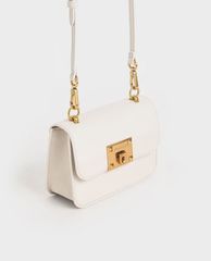 CHARLES & KEITH - Túi xách tay nữ hình chữ nhật Metallic Turn Lock