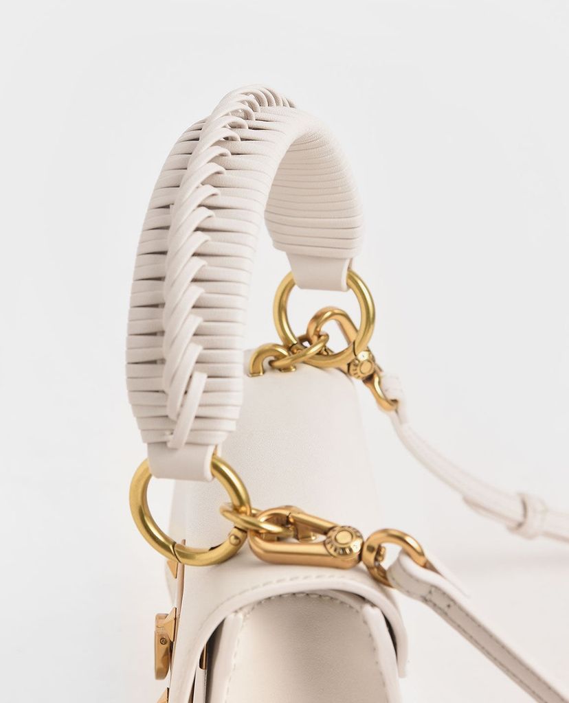 CHARLES & KEITH - Túi xách tay nữ hình chữ nhật Metallic Turn Lock