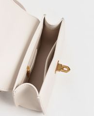 CHARLES & KEITH - Túi xách tay nữ hình chữ nhật Metallic Turn Lock
