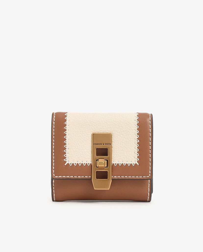 CHARLES & KEITH - Ví nữ dạng gập Stitch Trim Turn Lock