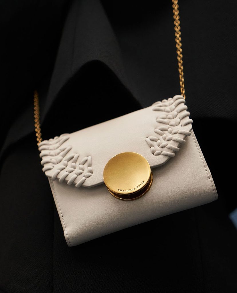 CHARLES & KEITH - Ví nữ mini dạng gập Stitch Trim