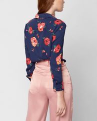 GIGI - Áo sơ mi nữ cổ bẻ tay dài Big Rose Plain