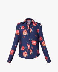 GIGI - Áo sơ mi nữ cổ bẻ tay dài Big Rose Plain