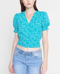 GIGI - Áo kiểu nữ ngắn tay cổ V Smocked Button