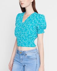 GIGI - Áo kiểu nữ ngắn tay cổ V Smocked Button