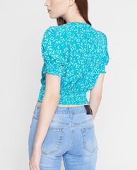 GIGI - Áo kiểu nữ ngắn tay cổ V Smocked Button