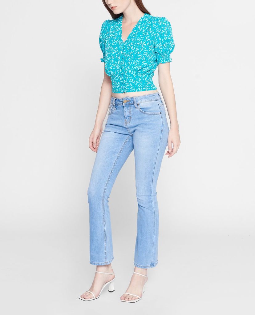 GIGI - Áo kiểu nữ ngắn tay cổ V Smocked Button
