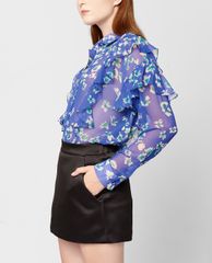 GIGI - Áo sơ mi nữ cổ bẻ tay dài phối họa tiết hoa thời trang