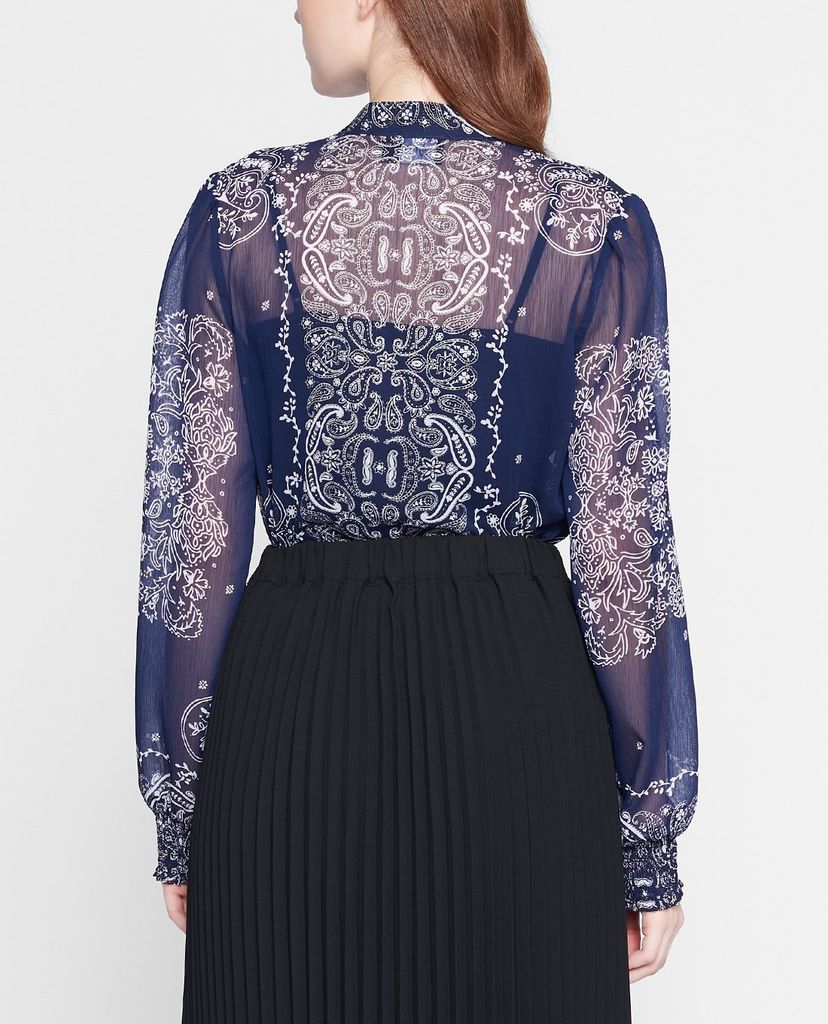GIGI - Áo kiểu nữ cổ trụ tay dài Mandarin Collar