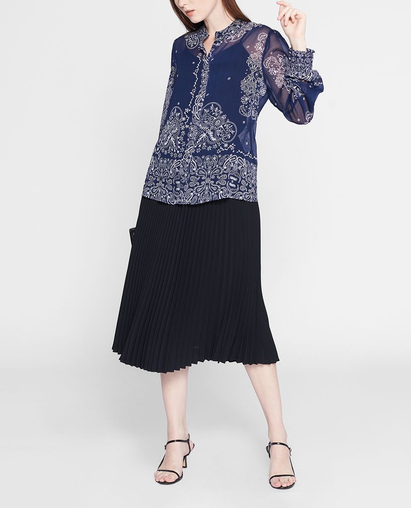 GIGI - Áo kiểu nữ cổ trụ tay dài Mandarin Collar