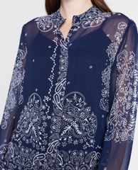 GIGI - Áo kiểu nữ cổ trụ tay dài Mandarin Collar