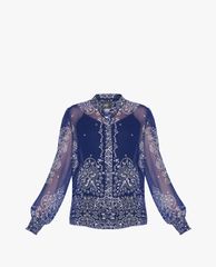 GIGI - Áo kiểu nữ cổ trụ tay dài Mandarin Collar