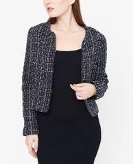 GIGI - Áo khoác nữ cổ tròn phối nút Boxy tweed
