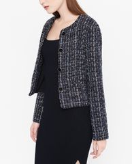GIGI - Áo khoác nữ cổ tròn phối nút Boxy tweed
