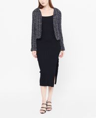 GIGI - Áo khoác nữ cổ tròn phối nút Boxy tweed