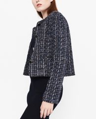 GIGI - Áo khoác nữ cổ tròn phối nút Boxy tweed
