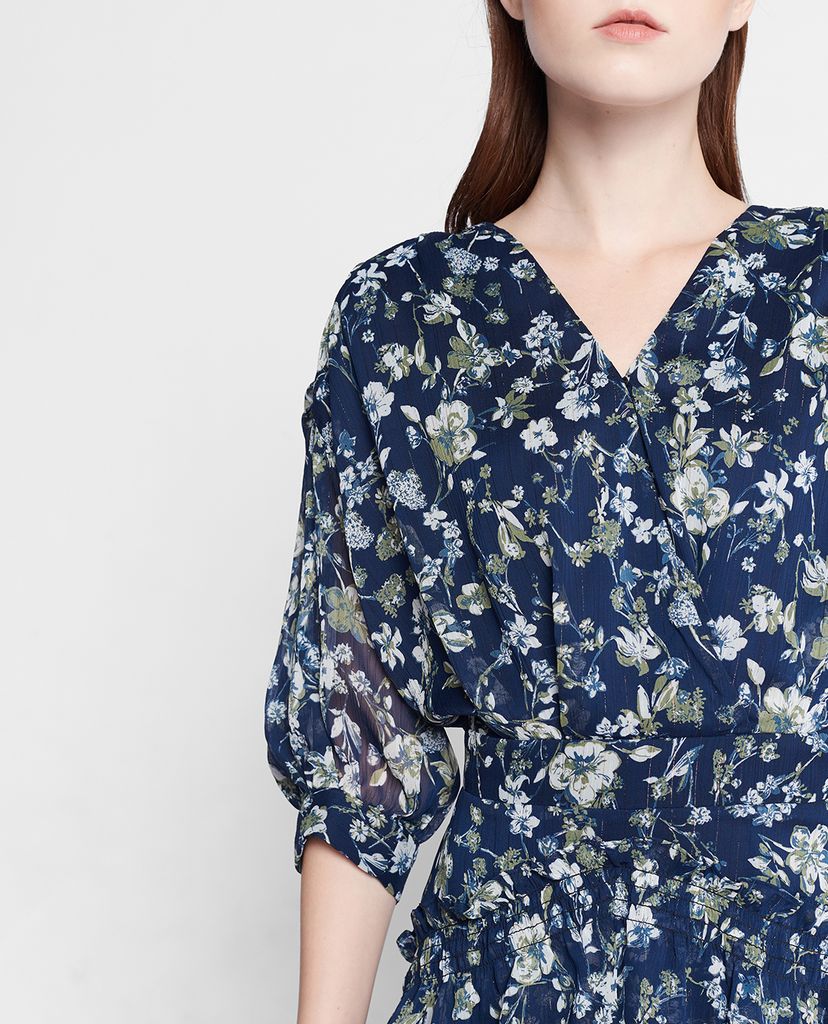GIGI - Đầm mini cổ V tay ngắn Tiered Ruffles