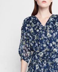 GIGI - Đầm mini cổ V tay ngắn Tiered Ruffles
