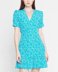 GIGI - Đầm mini cổ V tay ngắn Ruched Waist