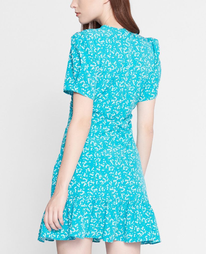 GIGI - Đầm mini cổ V tay ngắn Ruched Waist