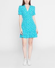 GIGI - Đầm mini cổ V tay ngắn Ruched Waist