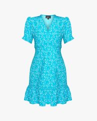 GIGI - Đầm mini cổ V tay ngắn Ruched Waist
