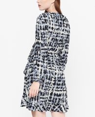GIGI - Đầm mini cổ V tay dài Wrap Ruffles