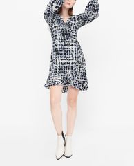 GIGI - Đầm mini cổ V tay dài Wrap Ruffles
