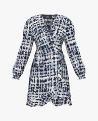GIGI - Đầm mini cổ V tay dài Wrap Ruffles