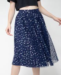 GIGI - Chân váy midi hai lớp xếp li Blue Star