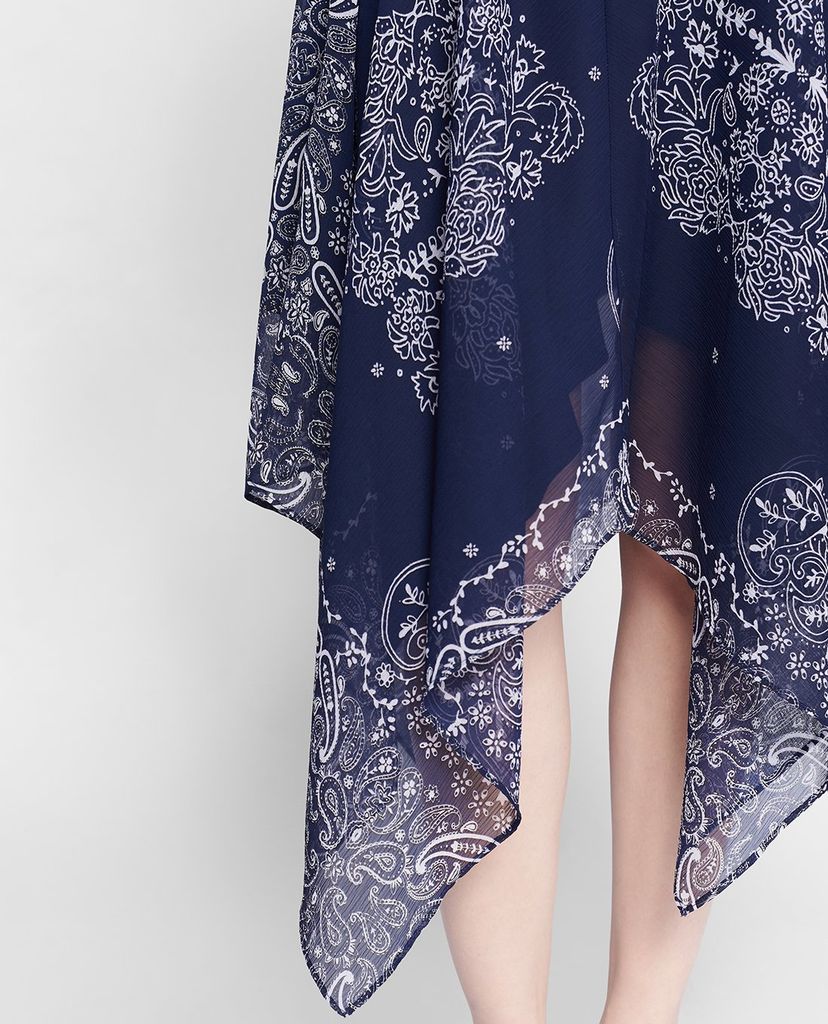 GIGI - Chân váy midi lưng thun Blue Pattern