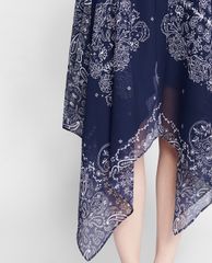 GIGI - Chân váy midi lưng thun Blue Pattern