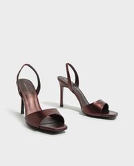 CHARLES & KEITH - Giày cao gót hở mũi Embellished Square Toe