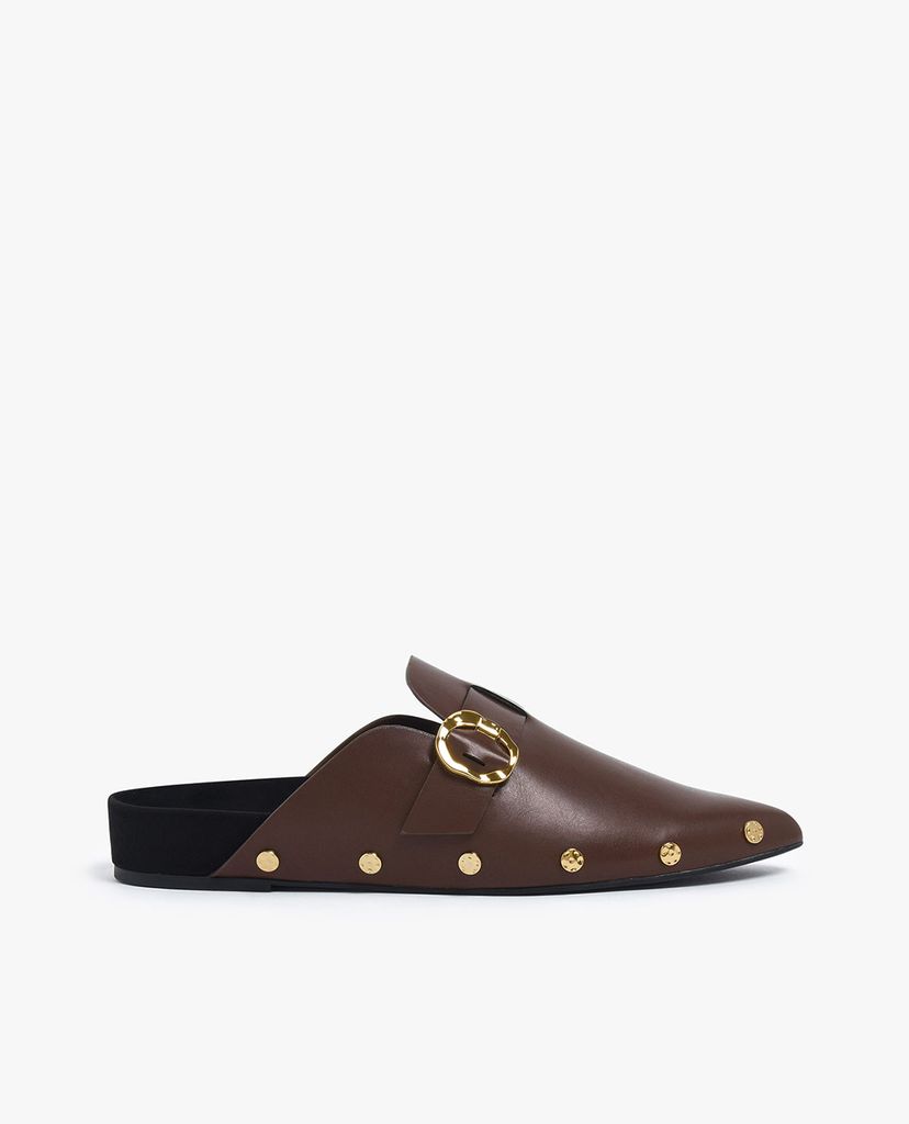 CHARLES & KEITH - Giày mules nữ mũi nhọn Hammered Buckle Stud Trim