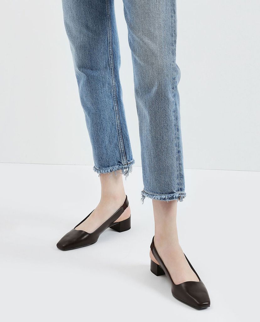 CHARLES & KEITH - Giày đế bệt Square Toe Block Heel Slingback
