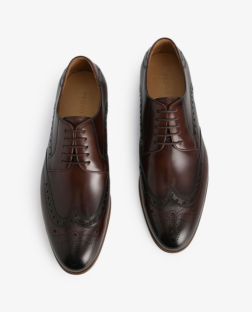 PEDRO - Giày tây nam mũi nhọn Leather Brogues