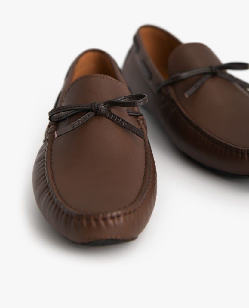PEDRO - Giày lười nam mũi tròn da Bow Detailed
