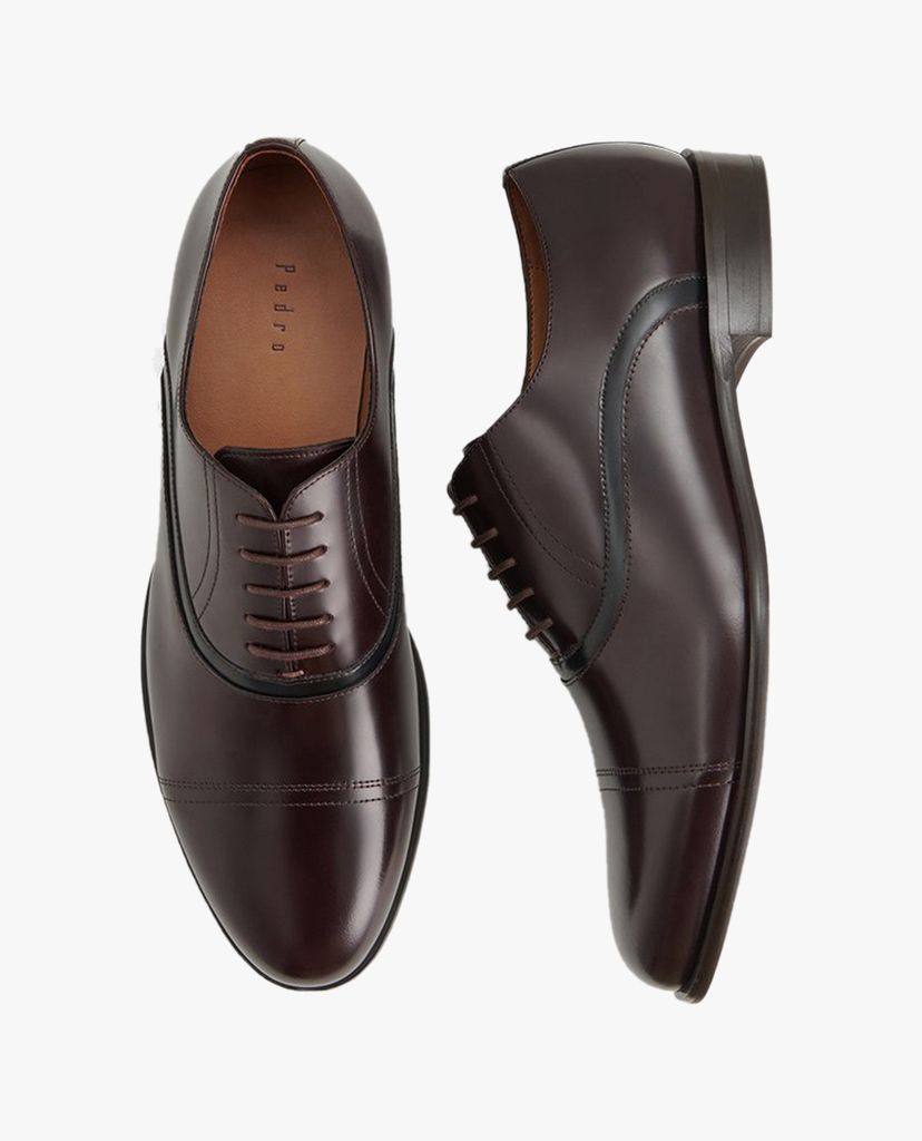 PEDRO - Giày tây nam mũi nhọn Textured Leather Cap Toe