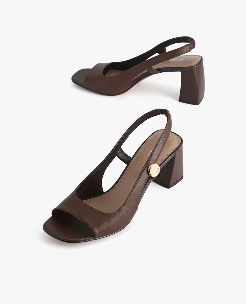PEDRO - Giày cao gót đế vuông Leather Slingback
