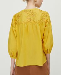 MAX&Co. - Áo kiểu nữ cổ V tay lỡ St Gallen Embroidered Cotton