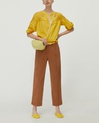 MAX&Co. - Áo kiểu nữ cổ V tay lỡ St Gallen Embroidered Cotton