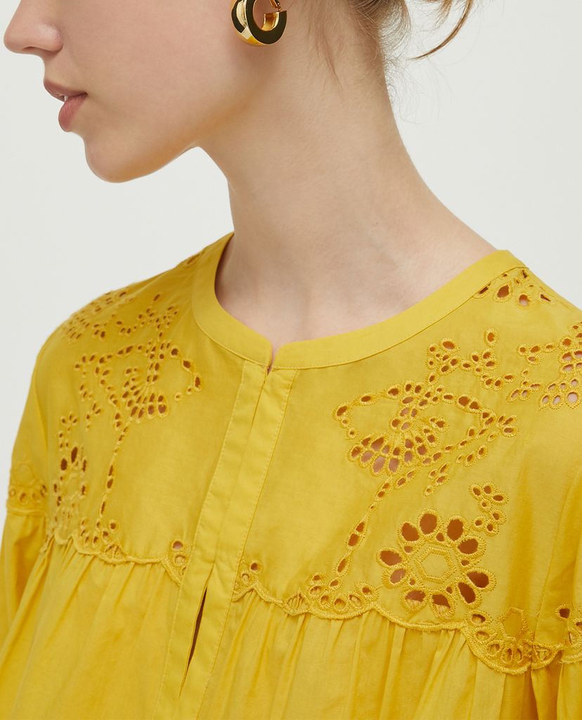 MAX&Co. - Áo kiểu nữ cổ V tay lỡ St Gallen Embroidered Cotton