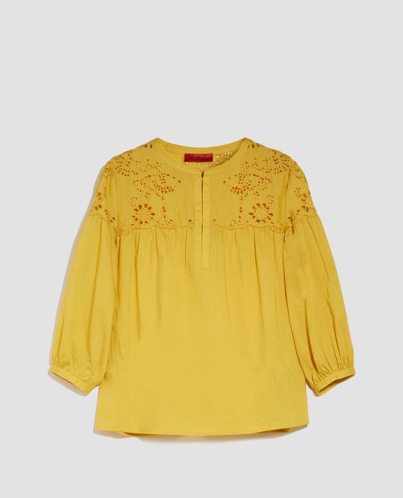 MAX&Co. - Áo kiểu nữ cổ V tay lỡ St Gallen Embroidered Cotton