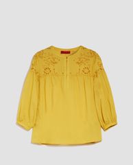MAX&Co. - Áo kiểu nữ cổ V tay lỡ St Gallen Embroidered Cotton